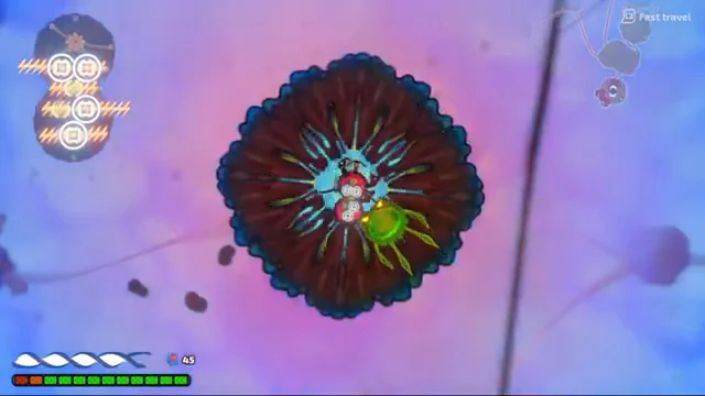Naegleria Fowleri boss shown in full form with a central core that the player engages