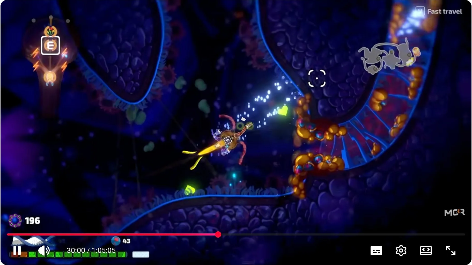 Pathogenic gameplay showing a projectile build pressuring enemies while the player repositions in a late-game room
